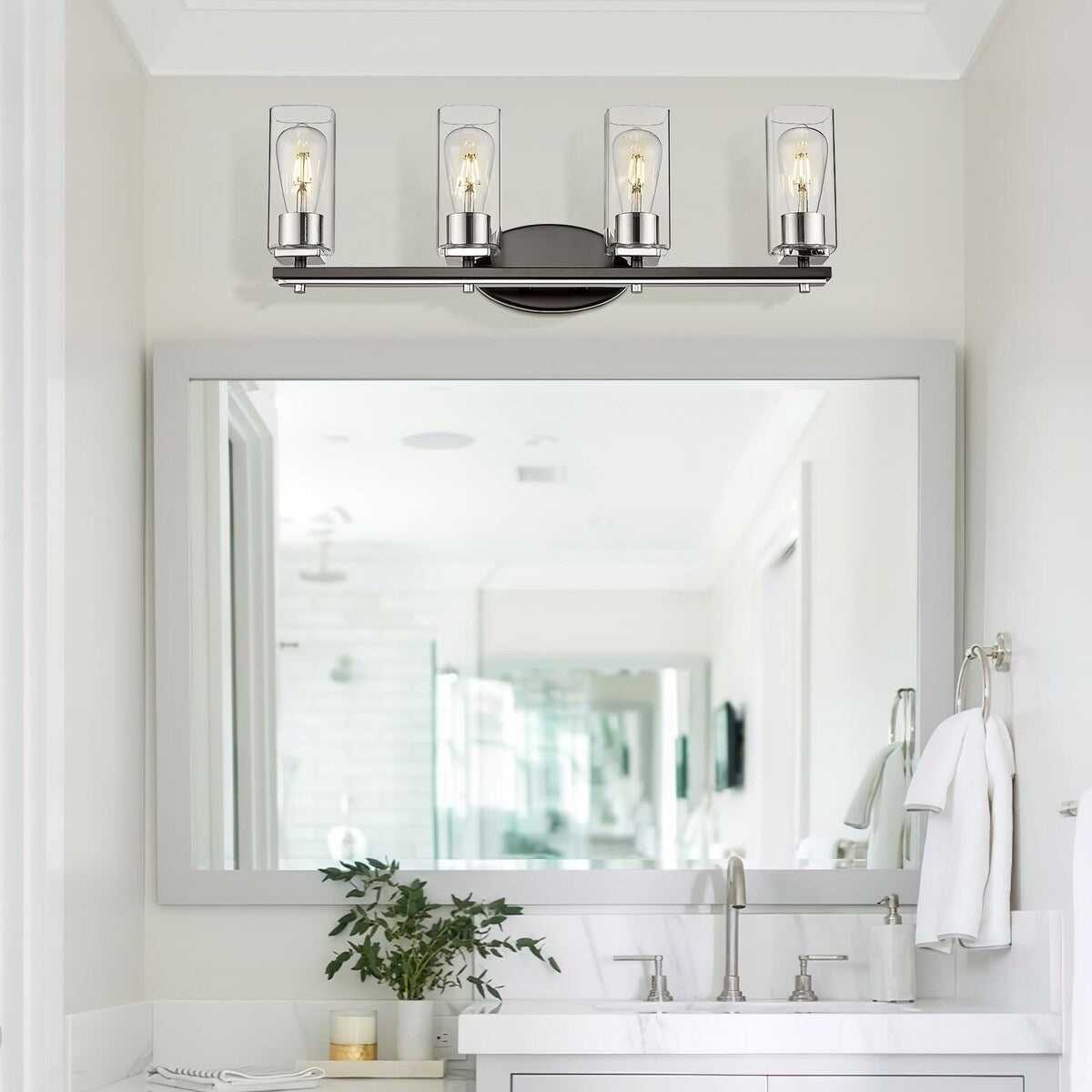 4-Light Wall Sconces Bathroom Vanity Light Over Mirror