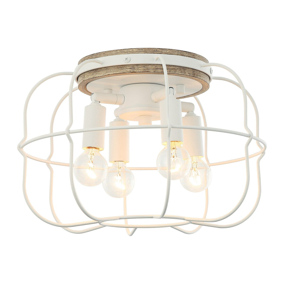 4-Light White Dry Rated Flush Mount Lighting - 11.81 inches Lx 11.81 inches W x 7.87 inches H