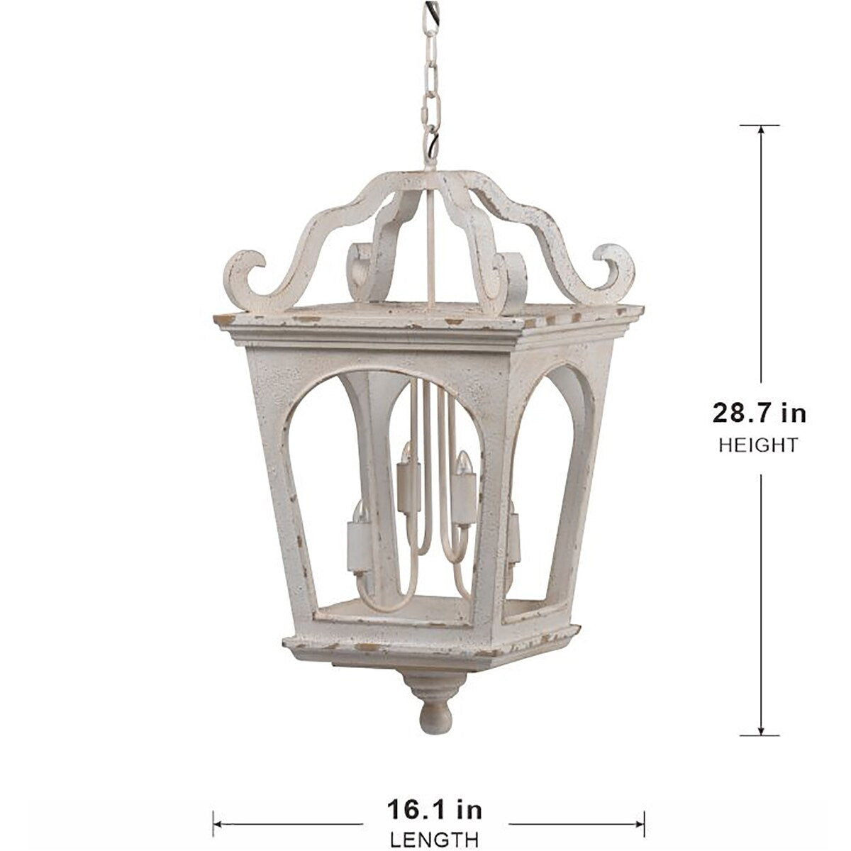 4-Light Wood Chandelier with Adjustable Chain