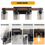 4-Lights Farmhouse Vanity Lights Fixture Rustic Bathroom Light Fixture Bathroom Sconce - Walnut+black