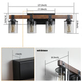 4-Lights Farmhouse Vanity Lights Fixture Rustic Bathroom Light Fixture Bathroom Sconce - Walnut+black