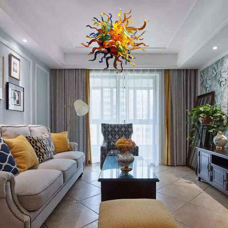 4 Lights Hand Blown Glazed Chandelier - 27 in