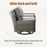 Gymojoy 4 Outdoor Wicker Swivel Patio Chairs - Grey
