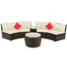 Clihome 4 PCS Outdoor Half-Moon Wicker Sofa Set with Pillows and Coffee Table
