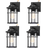 4 Pack 1-Light Black Dusk-to-Dawn Outdoor Wall Light