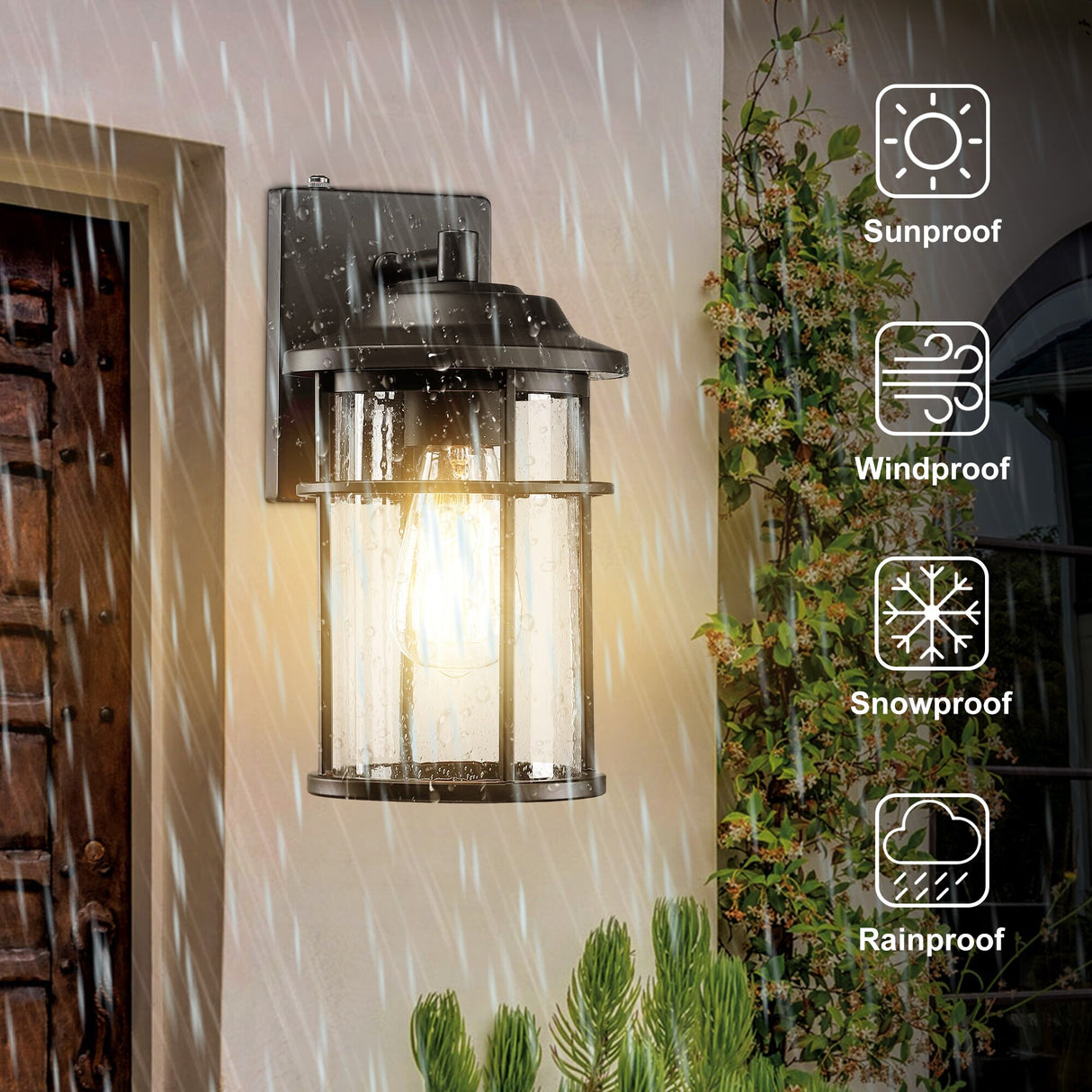 4 Pack 1-Light Black Dusk-to-Dawn Outdoor Wall Light