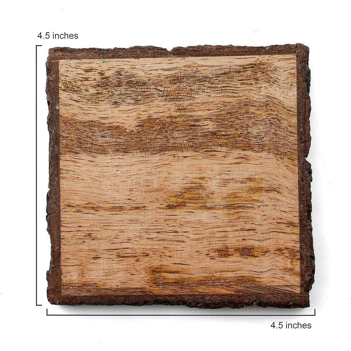 4-Pack Mango Wood Coasters with Bark Edges 4” Square