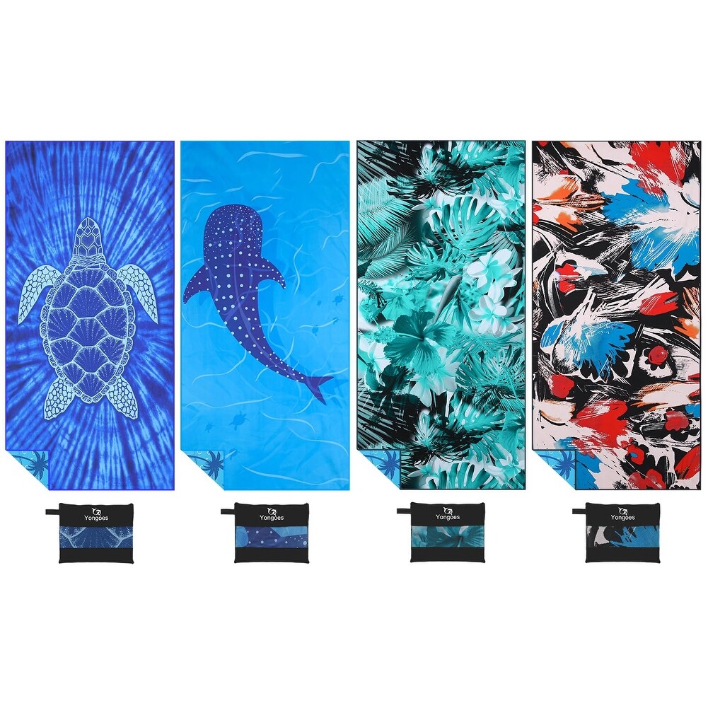 4 Pack Microfiber Lightweight Thin Beach Towel Sand Free Quick Dry Super Absorbent Large Towels for Swimming Pool Gym Travel
