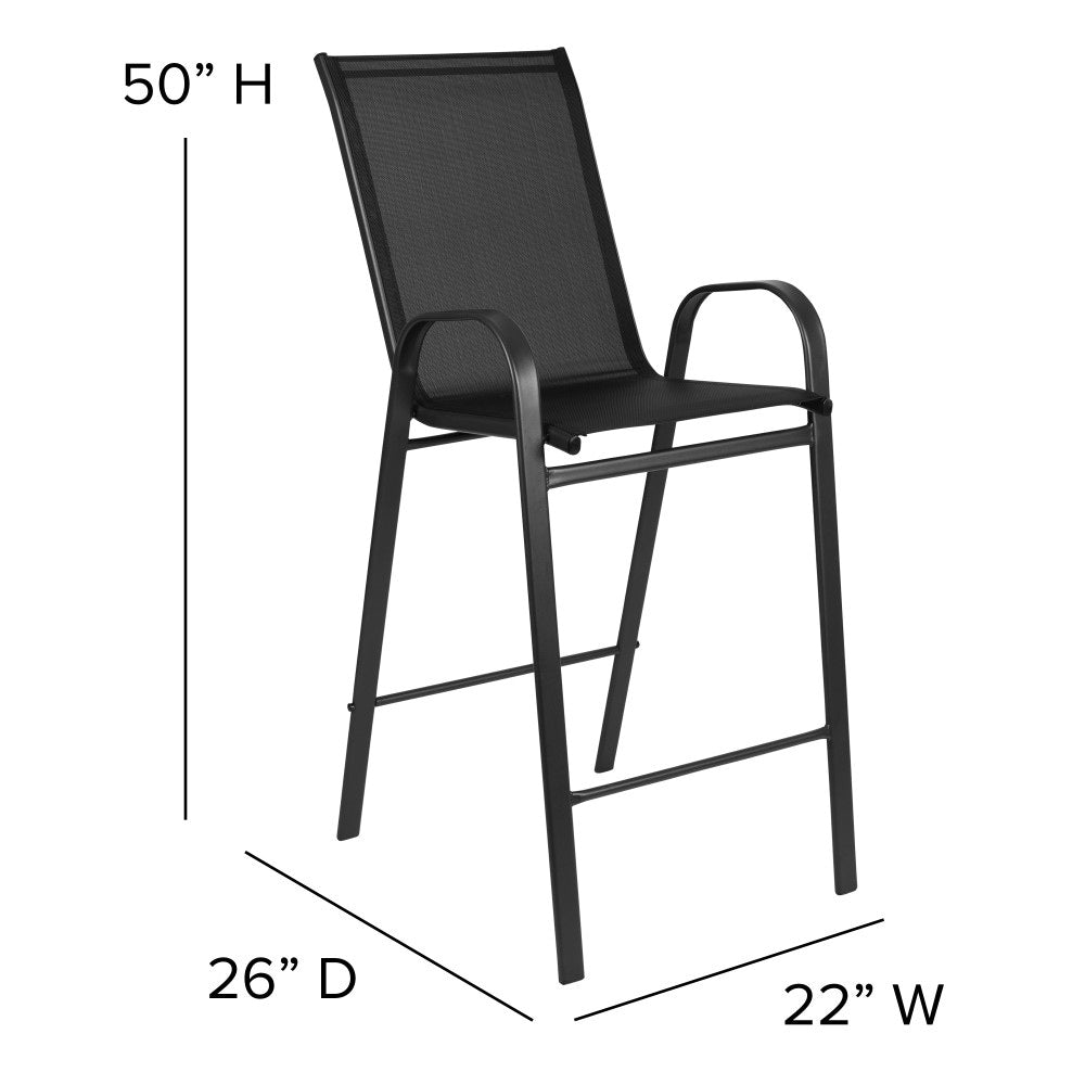 4 Pack Outdoor Barstools with Flex Comfort Material - Patio Stool