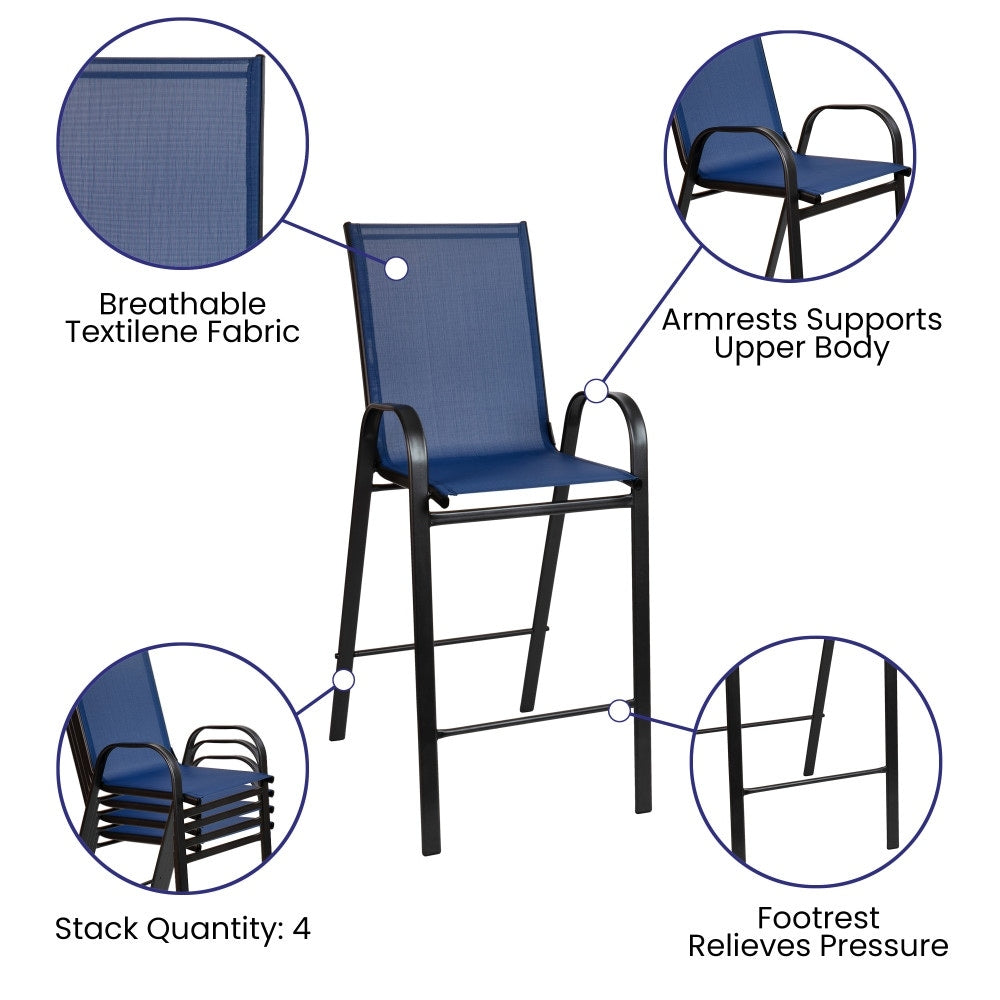 4 Pack Outdoor Barstools with Flex Comfort Material - Patio Stool