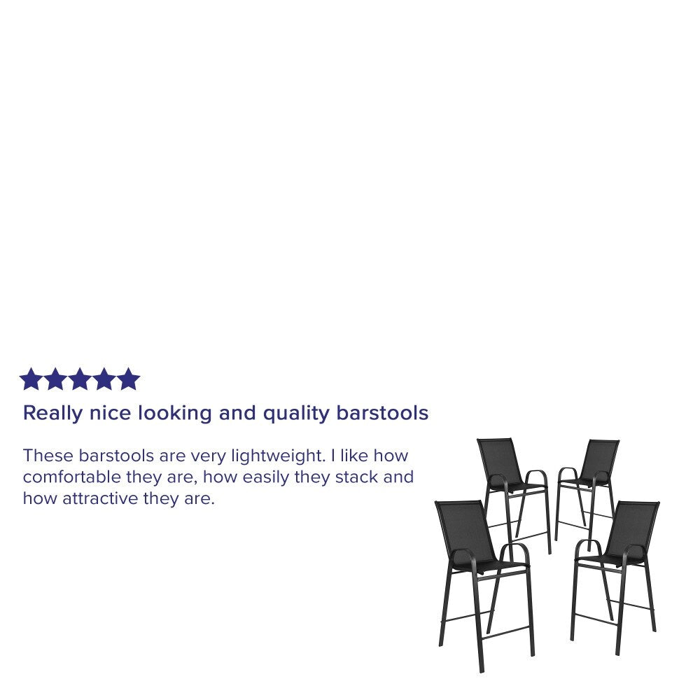 4 Pack Outdoor Barstools with Flex Comfort Material - Patio Stool