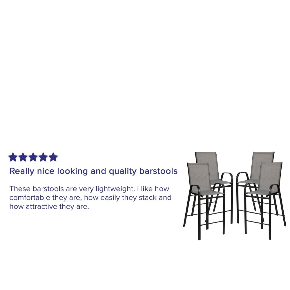4 Pack Outdoor Barstools with Flex Comfort Material - Patio Stool