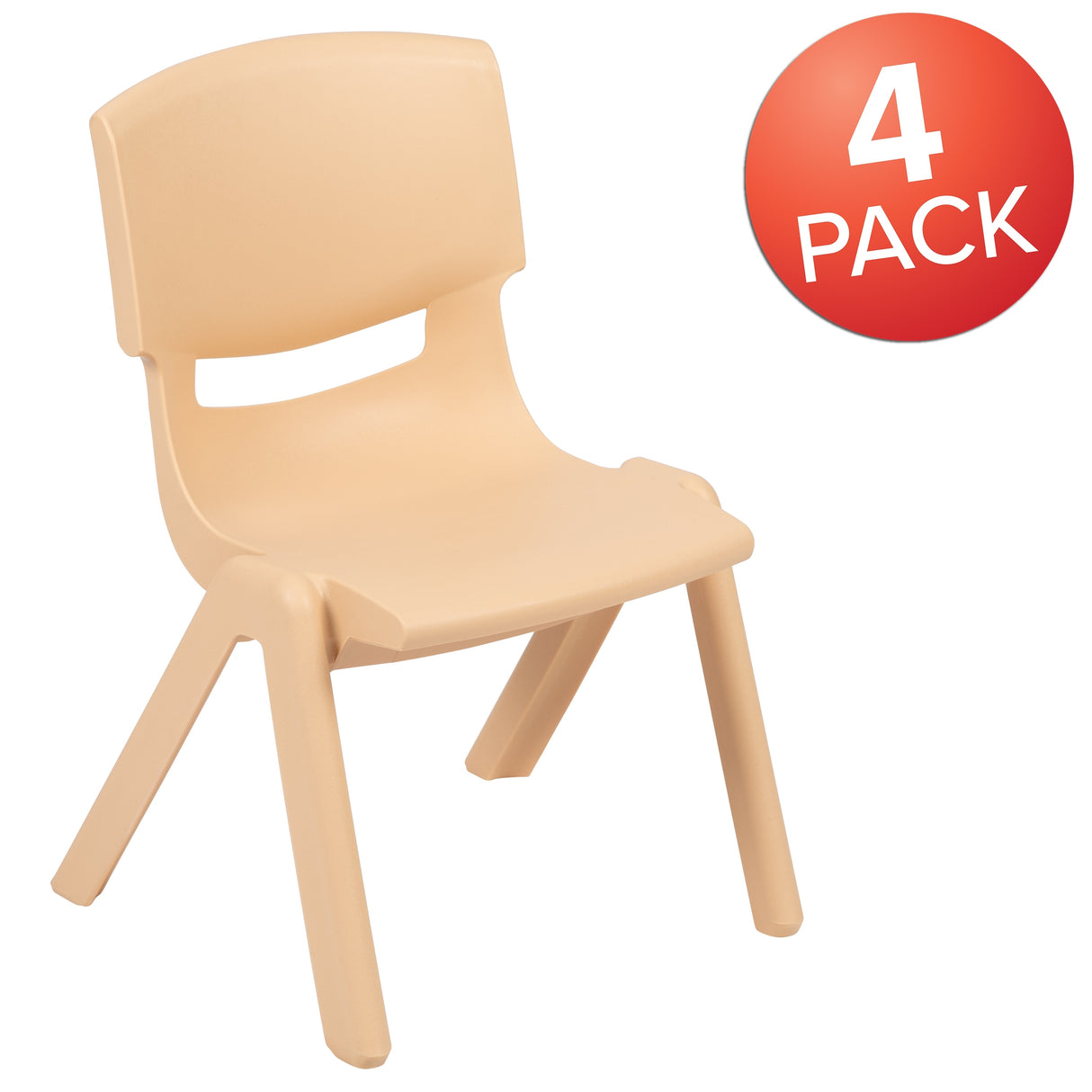 4 Pack Plastic Stackable Pre-K/School Chairs with 10.5"H Seat