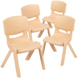 4 Pack Plastic Stackable Pre-K/School Chairs with 10.5"H Seat