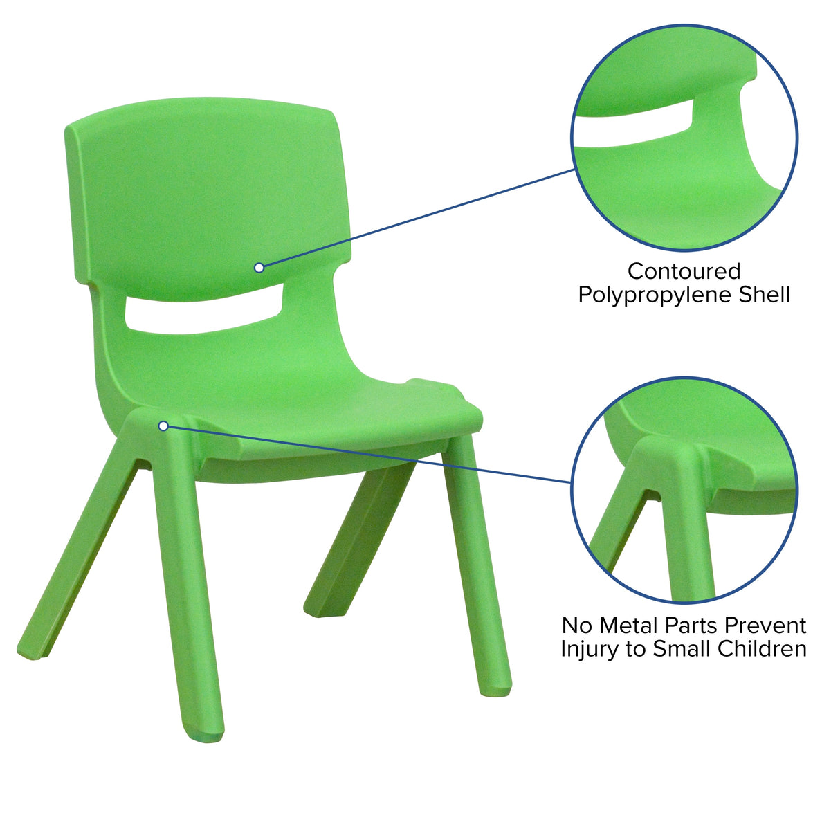 4 Pack Plastic Stackable Pre-K/School Chairs with 10.5"H Seat