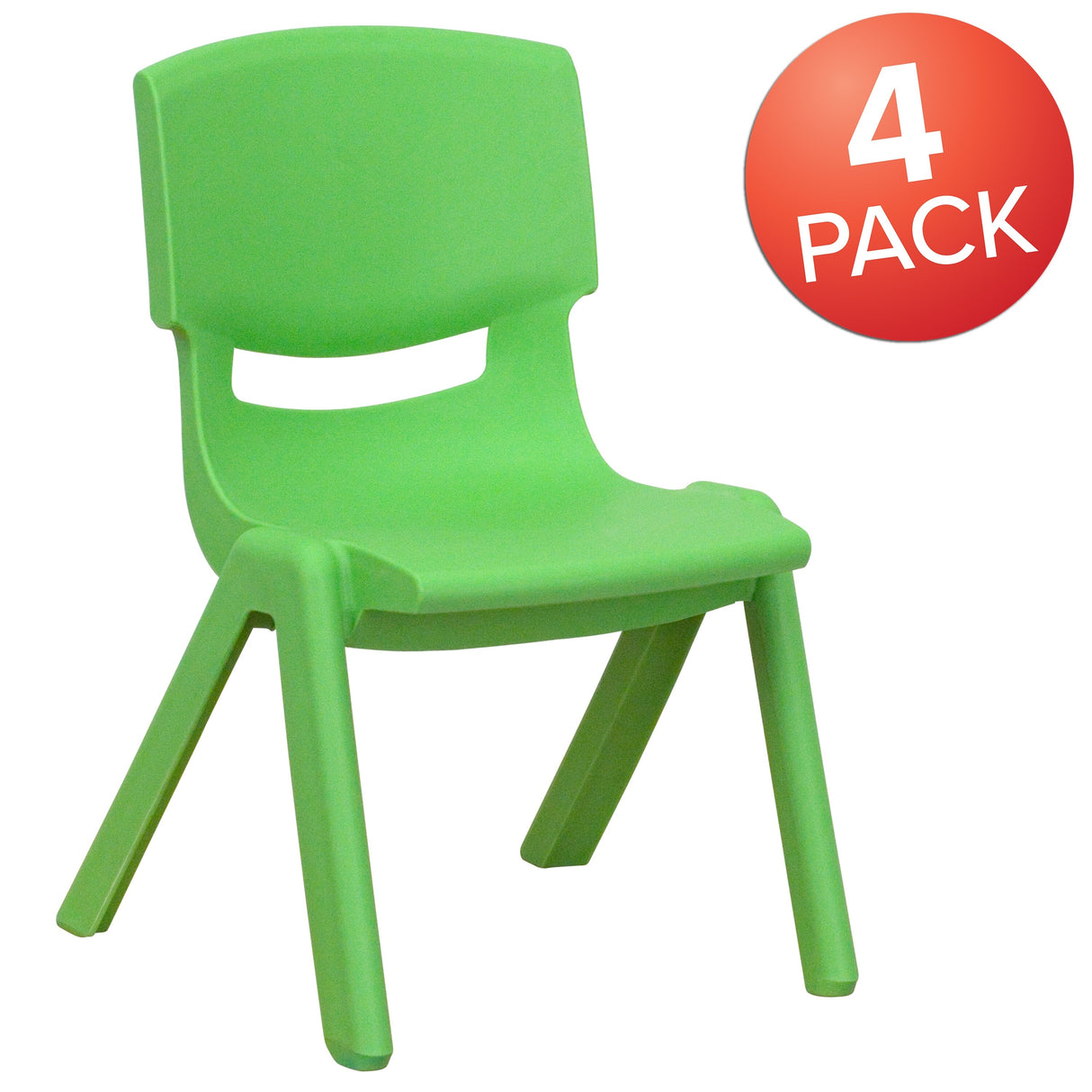4 Pack Plastic Stackable Pre-K/School Chairs with 10.5"H Seat