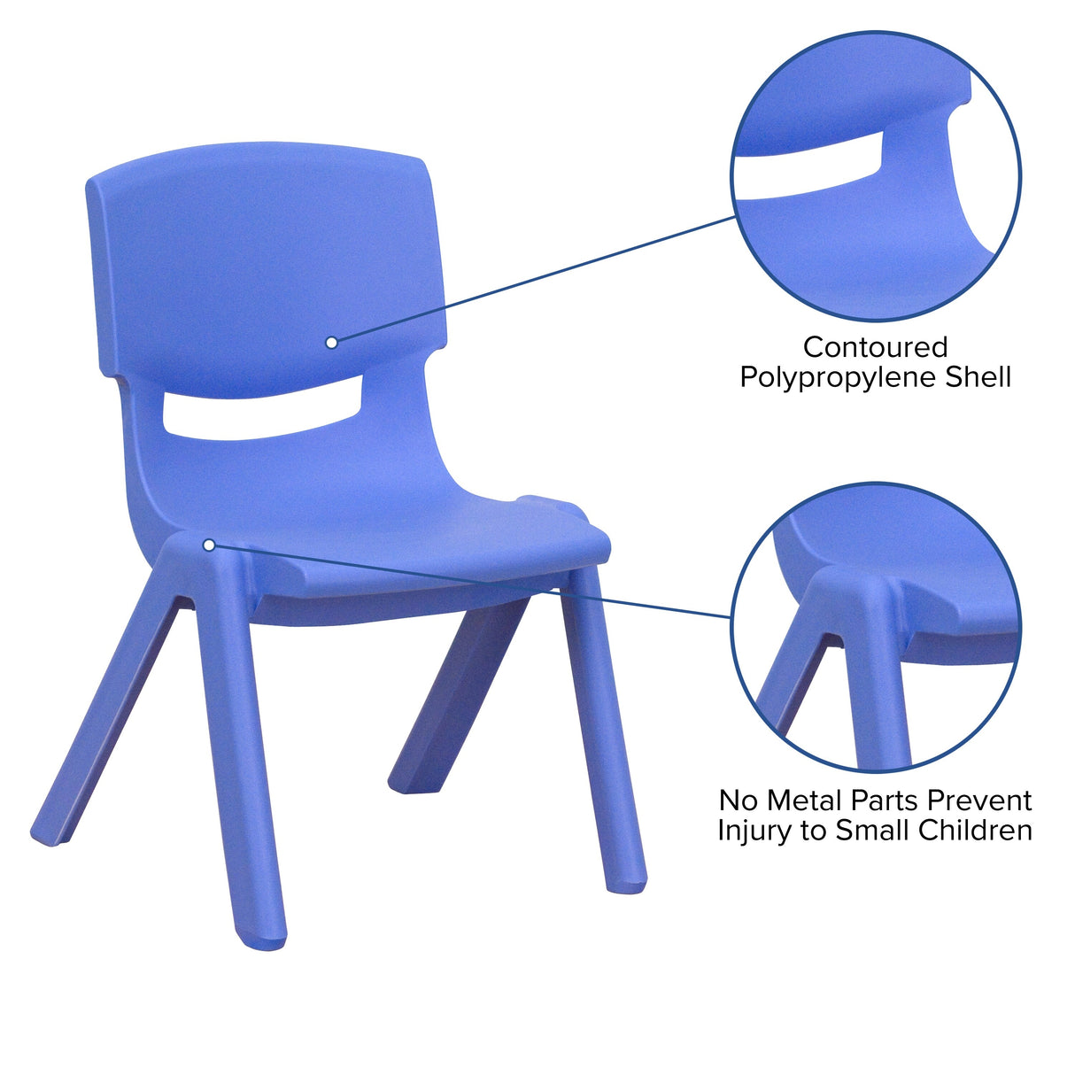 4 Pack Plastic Stackable Pre-K/School Chairs with 10.5"H Seat