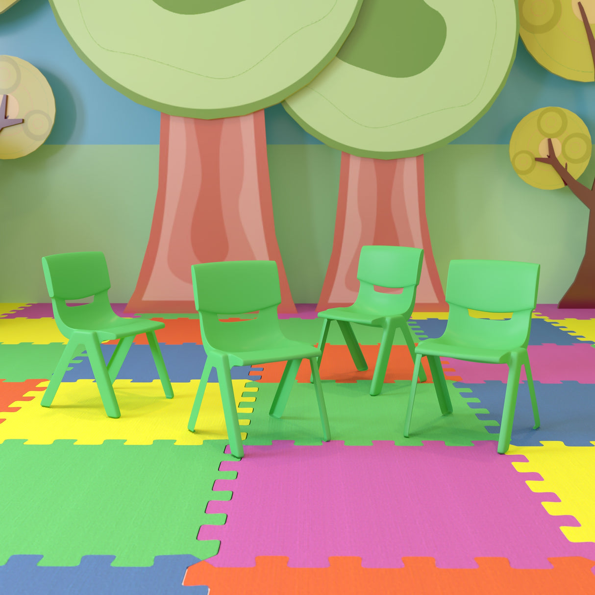 4 Pack Plastic Stackable Pre-K/School Chairs with 10.5"H Seat