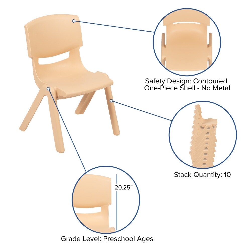 4 Pack Plastic Stackable Pre-K/School Chairs with 10.5"H Seat