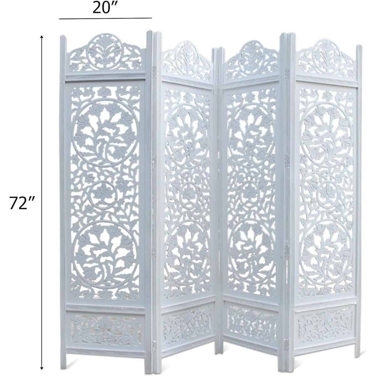 4 Panel Folding Room Divider Wood Screen,Decorative Functional Versatile Portable Partition Reversible Privacy - 4 Panel