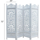 4 Panel Folding Room Divider Wood Screen,Decorative Functional Versatile Portable Partition Reversible Privacy - 4 Panel
