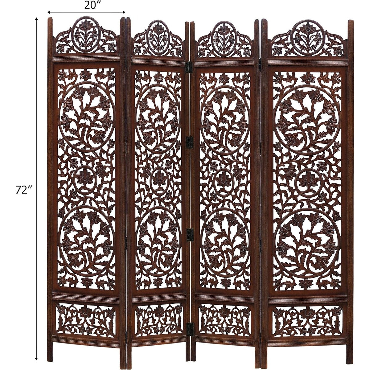 4 Panel Folding Room Divider Wood Screen,Decorative Functional Versatile Portable Partition Reversible Privacy - 4 Panel