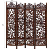 4 Panel Folding Room Divider Wood Screen,Decorative Functional Versatile Portable Partition Reversible Privacy - 4 Panel