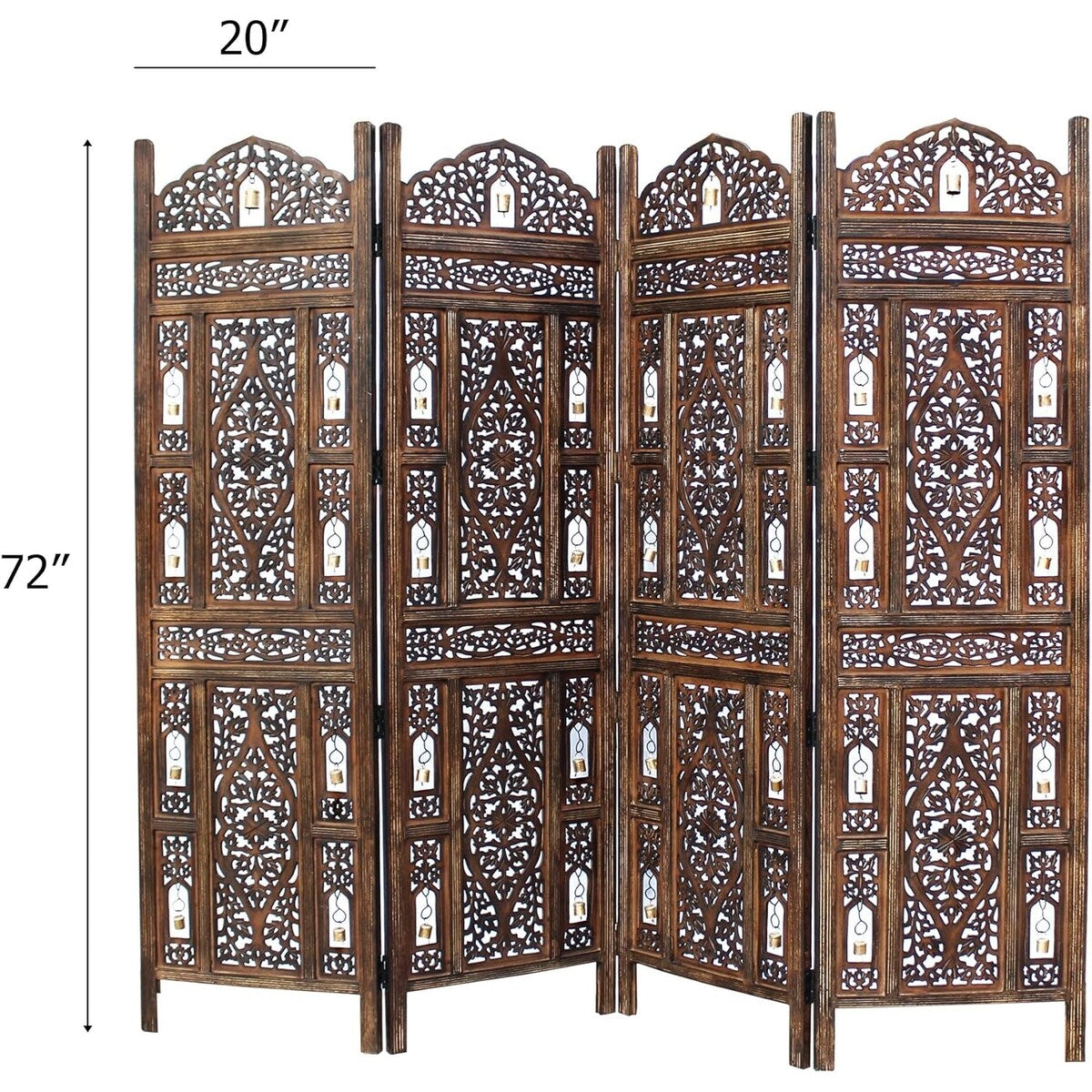 4 Panel Folding Room Divider Wood Screen,Decorative Functional Versatile Portable Partition Reversible Privacy - 4 Panel