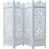 4 Panel Folding Room Divider Wood Screen,Decorative Functional Versatile Portable Partition Reversible Privacy - 4 Panel