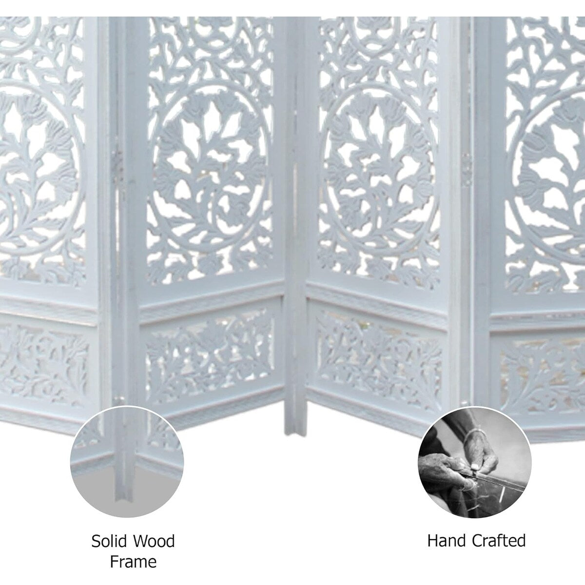 4 Panel Folding Room Divider Wood Screen,Decorative Functional Versatile Portable Partition Reversible Privacy - 4 Panel