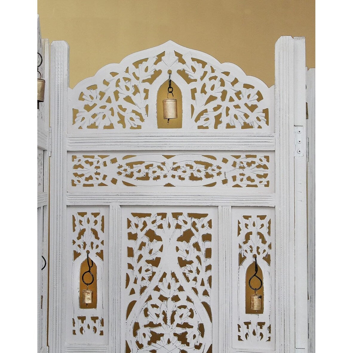 4 Panel Folding Room Divider Wood Screen,Decorative Functional Versatile Portable Partition Reversible Privacy - 4 Panel