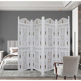 4 Panel Folding Room Divider Wood Screen,Decorative Functional Versatile Portable Partition Reversible Privacy - 4 Panel