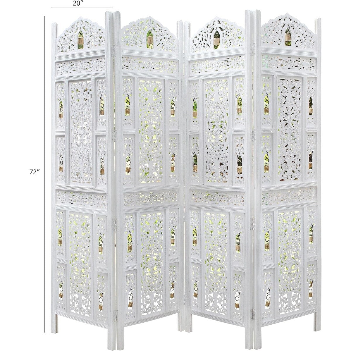 4 Panel Folding Room Divider Wood Screen,Decorative Functional Versatile Portable Partition Reversible Privacy - 4 Panel