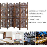 4 Panel Folding Room Divider Wood Screen,Decorative Functional Versatile Portable Partition Reversible Privacy - 4 Panel