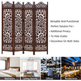 4 Panel Folding Room Divider Wood Screen,Decorative Functional Versatile Portable Partition Reversible Privacy - 4 Panel