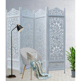 4 Panel Folding Room Divider Wood Screen,Decorative Functional Versatile Portable Partition Reversible Privacy - 4 Panel