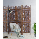 4 Panel Folding Room Divider Wood Screen,Decorative Functional Versatile Portable Partition Reversible Privacy - 4 Panel