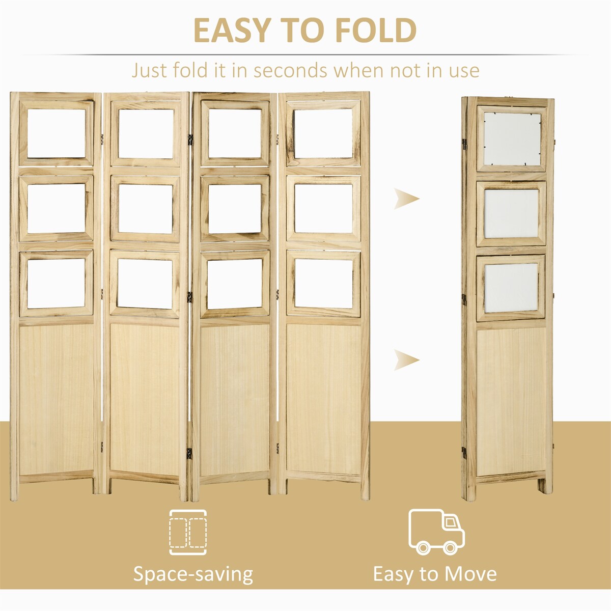 4 Panel Room Divider Privacy Screen