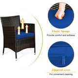 Rattan Patio Conversation Furniture Set with Glass Table and Comfortable Sofa - 4 Pcs