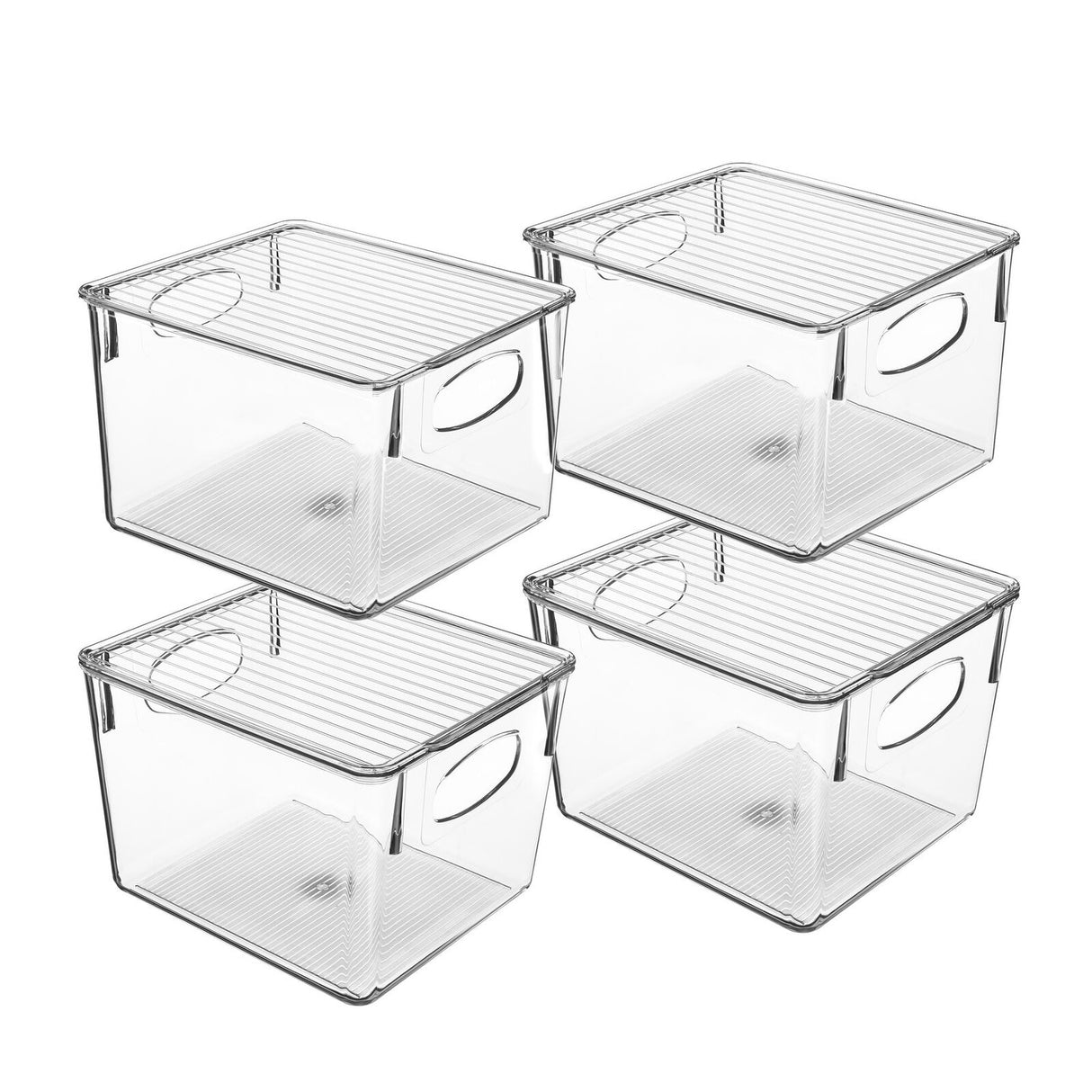 4 Pcs Stackable Bins w/ Lid -Fridge & Freezer Organizer -Food Storage