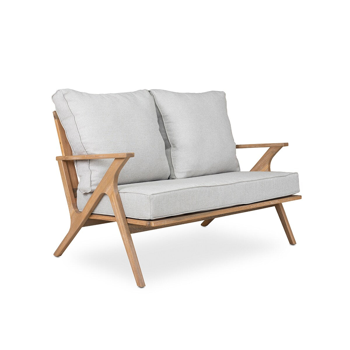 4-Piece Acacia Wood Outdoor Patio Conversation Set with Coffee Table, Grey Cushions & Back Pillow