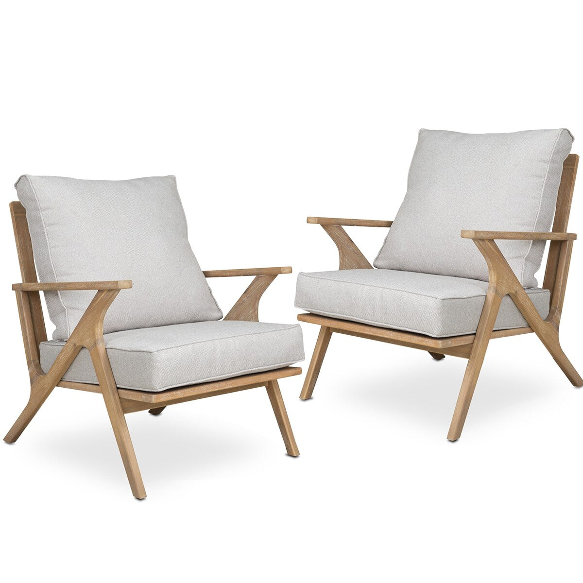 4-Piece Acacia Wood Outdoor Patio Conversation Set with Coffee Table, Grey Cushions & Back Pillow