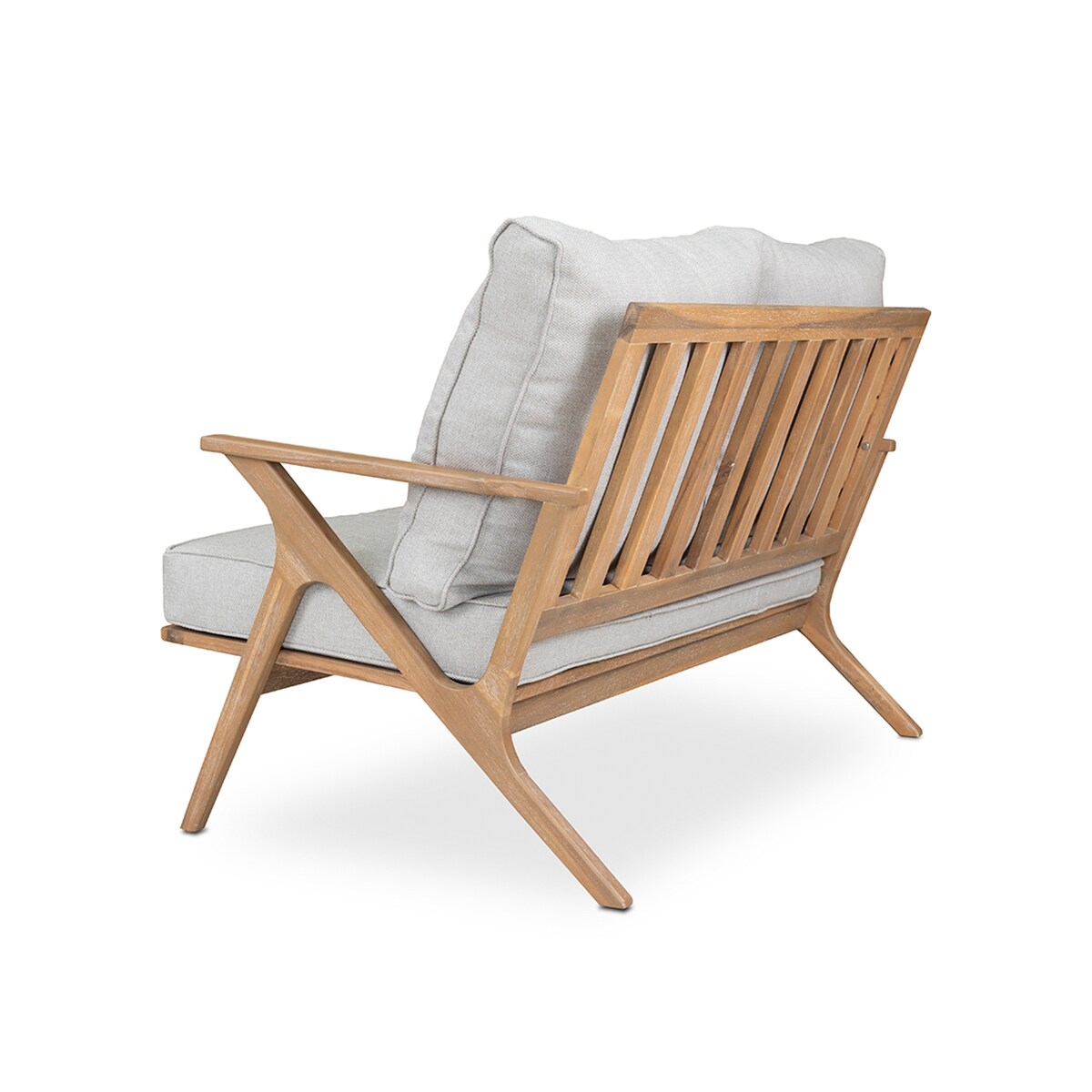 4-Piece Acacia Wood Outdoor Patio Conversation Set with Coffee Table, Grey Cushions & Back Pillow
