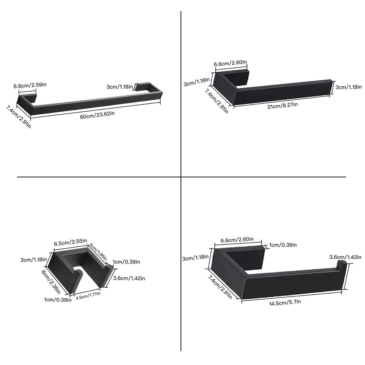 4-Piece Bath Hardware Set with Towel Ring Toilet Paper Holder Towel Hook and Towel Bar