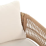 4-Piece Boho Sling Patio Conversation Set Outdoor Seating Set with Gray Cushions and Acacia Wood Coffee Table