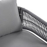 4-Piece Boho Sling Patio Conversation Set Outdoor Seating Set with Gray Cushions and Acacia Wood Coffee Table