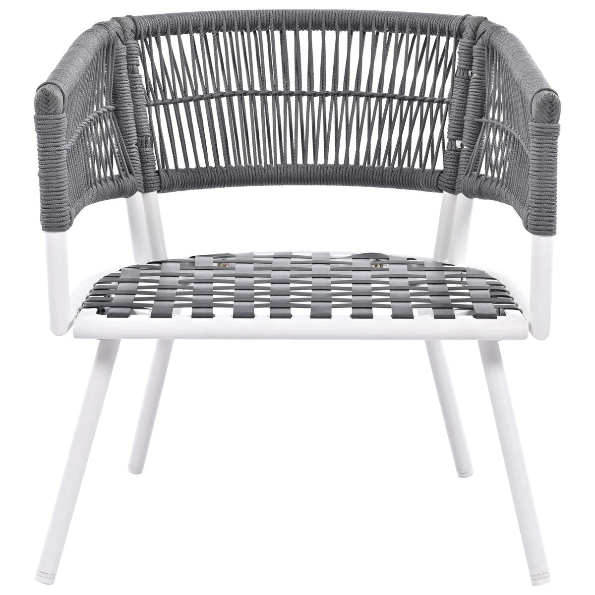4-Piece Boho Sling Patio Conversation Set Outdoor Seating Set with Gray Cushions and Acacia Wood Coffee Table