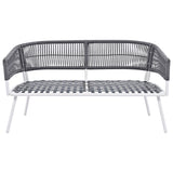 4-Piece Boho Sling Patio Conversation Set Outdoor Seating Set with Gray Cushions and Acacia Wood Coffee Table