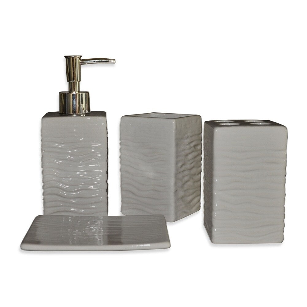 4 Piece Ceramic Modern Bathroom Accessory Set
