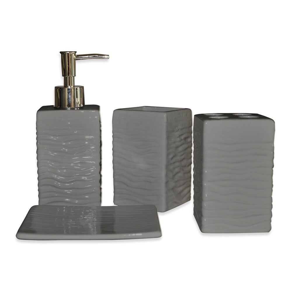 4 Piece Ceramic Modern Bathroom Accessory Set
